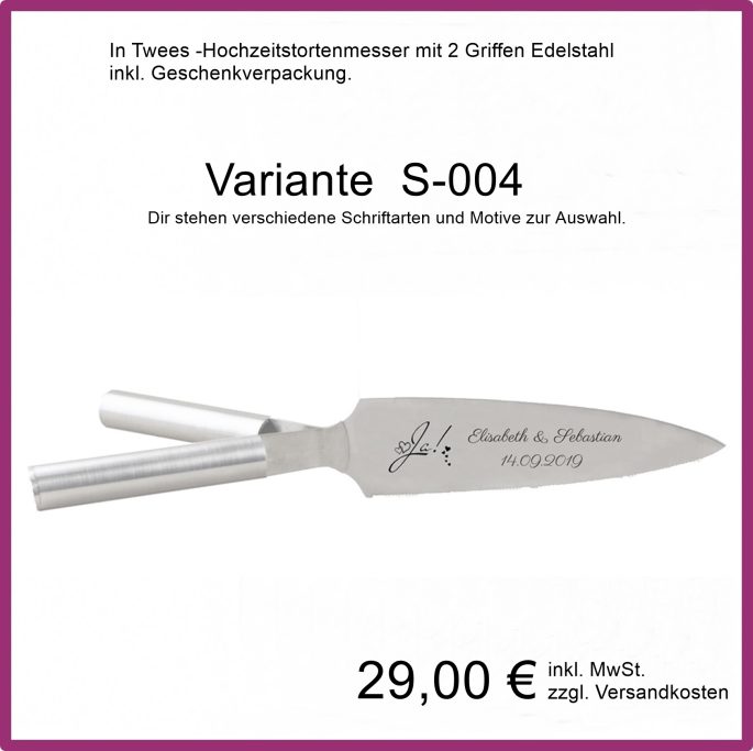 Hochzeitstortenmesser mit 2 Griffen