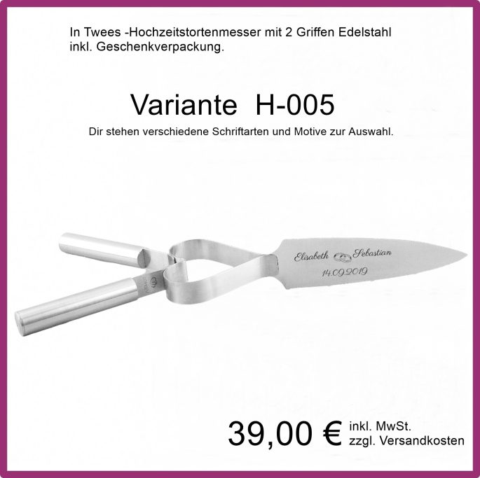 Hochzeitstortenmesser mit 2 Griffen, Vijantoo