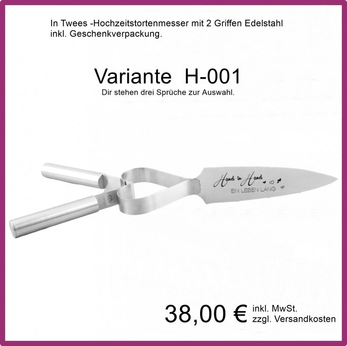 Hochzeitstortenmesser mit 2 Griffen, 