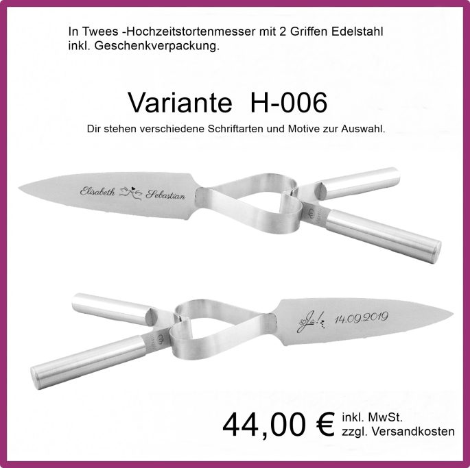Hochzeitstortenmesser mit 2 Griffen, Vijantoo