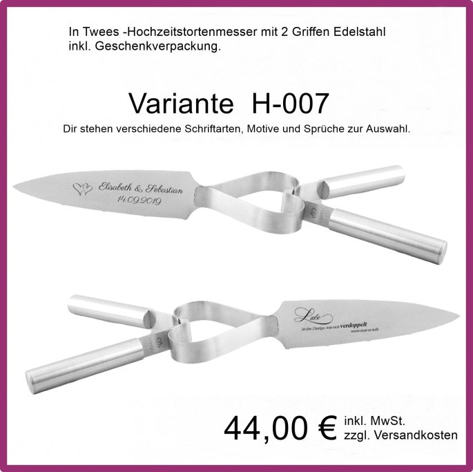 Hochzeitstortenmesser mit 2 Griffen, Vijantoo