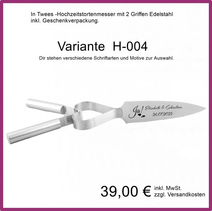 Hochzeitstortenmesser mit 2 Griffen, Vijantoo